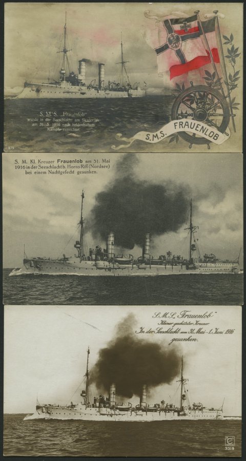 ALTE POSTKARTEN - SCHIFFE KAISERL. MARINE BIS 1918 S.M.S. Frauenlob, 3 Karten, Dabei Eine Feldpostkarte - Warships