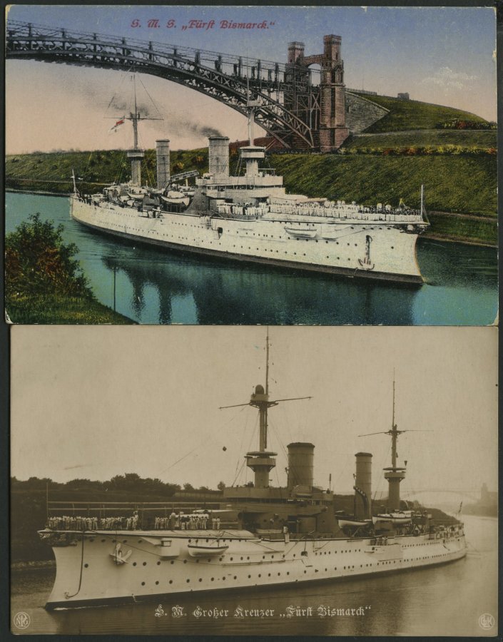 ALTE POSTKARTEN - SCHIFFE KAISERL. MARINE BIS 1918 S.M.S. Fürst Bismark, 2 Ungebrauchte Karten - Warships