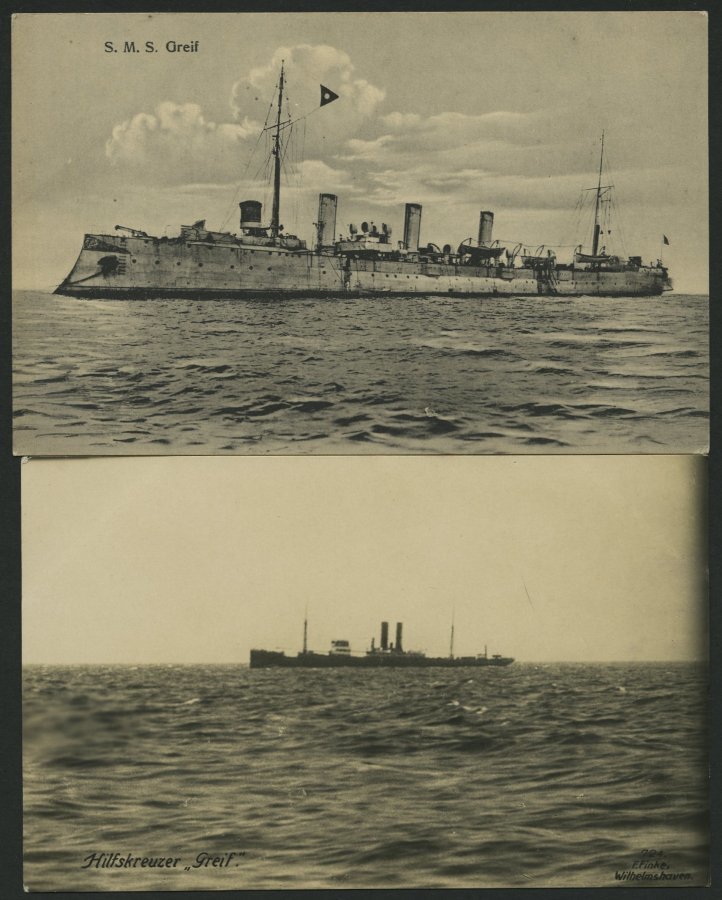 ALTE POSTKARTEN - SCHIFFE KAISERL. MARINE BIS 1918 S.M.S. Greif, 2 Ungebrauchte Karten - Warships