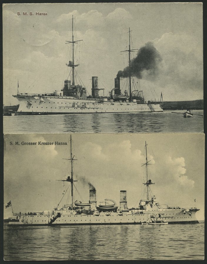 ALTE POSTKARTEN - SCHIFFE KAISERL. MARINE BIS 1918 S.M.S. Hansa, 2 Karten, Eine Gebraucht - Guerra