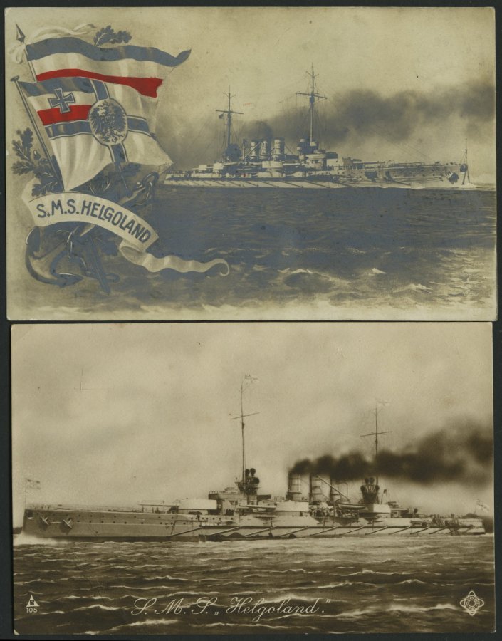 ALTE POSTKARTEN - SCHIFFE KAISERL. MARINE BIS 1918 S.M.S. Helgoland, 2 Ungebrauchte Karten - Guerra