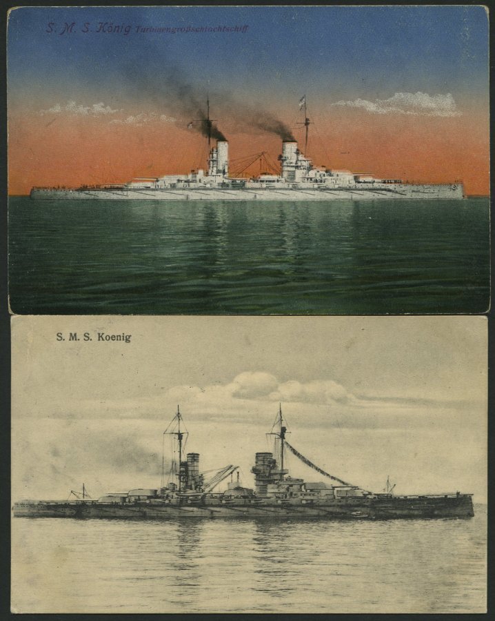 ALTE POSTKARTEN - SCHIFFE KAISERL. MARINE S.M.S. König , 2 Karten - Guerra