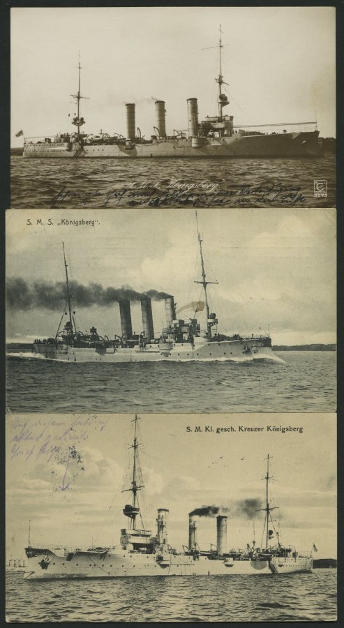 ALTE POSTKARTEN - SCHIFFE KAISERL. MARINE S.M.S. Königsberg, 3 Karten, Dabei 2 Feldpostkarten - Warships