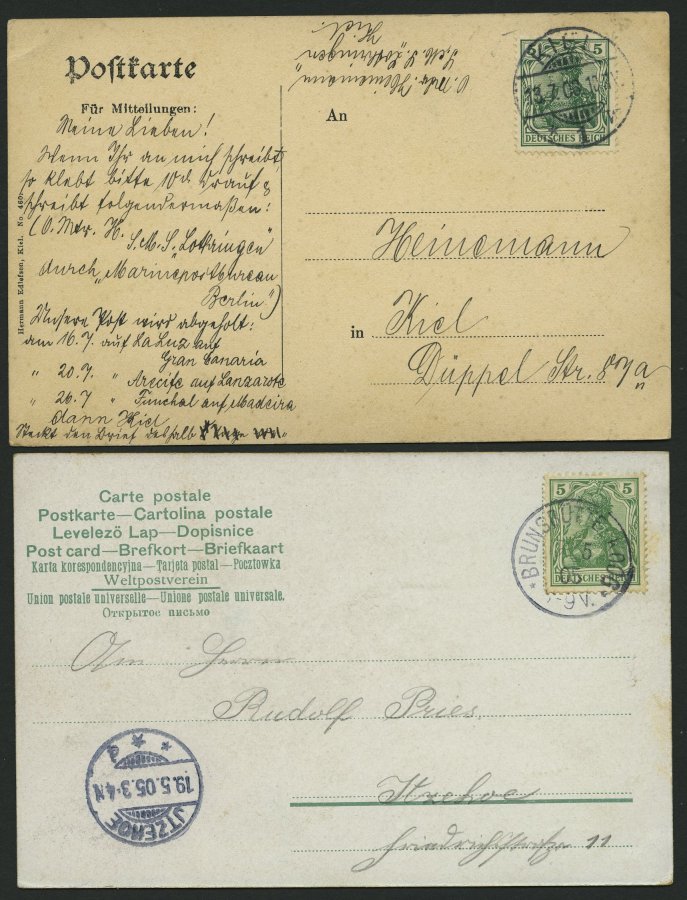 ALTE POSTKARTEN - SCHIFFE KAISERL. MARINE S.M. Segelyacht Meteor, 2 Gebrauchte Karten - Guerra