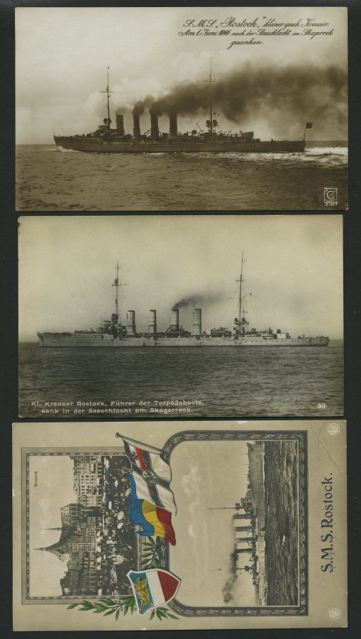 ALTE POSTKARTEN - SCHIFFE KAISERL. MARINE S.M.S. Rostock, 3 Ungebrauchte Karten - Warships