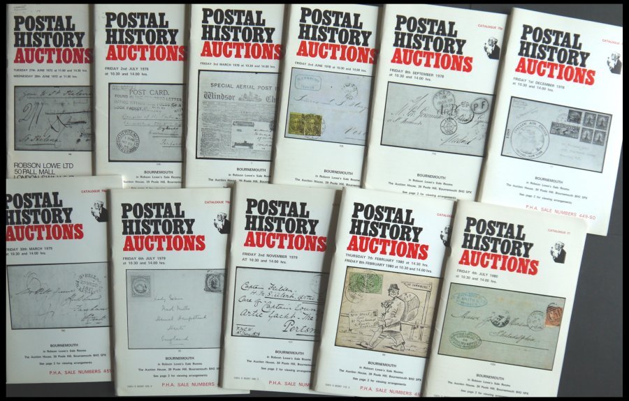 PHIL. LITERATUR Postal History Auctions, 11 Verschiedene Auktionskataloge, 1972-1980, In Englisch - Philately And Postal History
