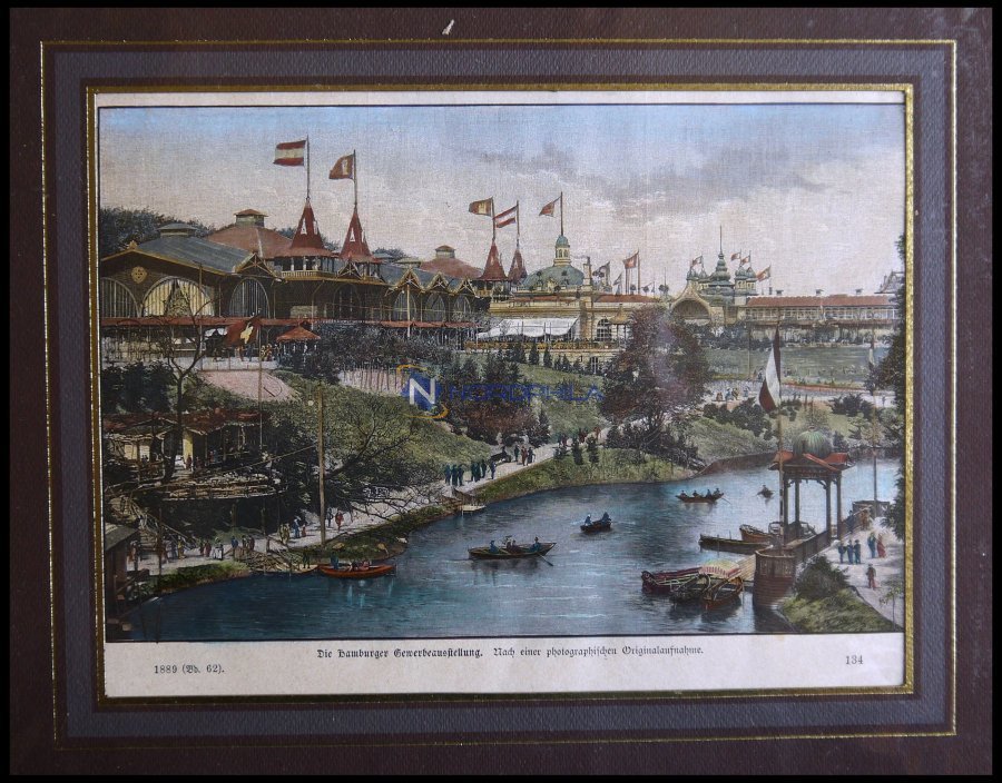 HAMBURG: Die Gewerbeausstellung, Kolorierter Holzstich Aus über Land Und Meer Um 1880 - Litografía