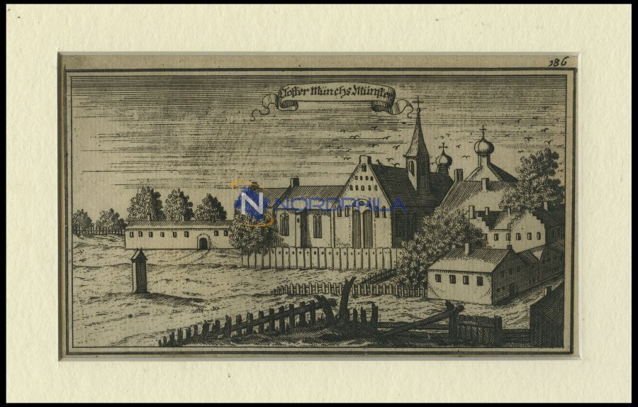 MÜNCHSMÜNSTER: Das Kloster, Kupferstich Von Ertl, 1687 - Litografia