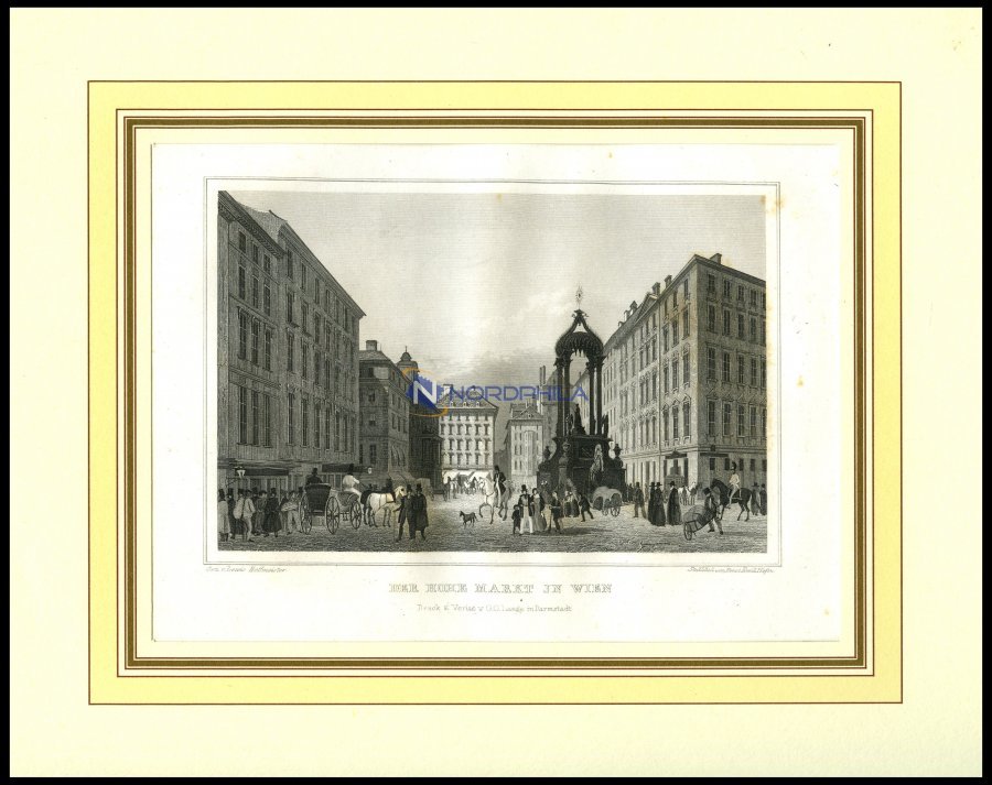 WIEN: Der Hohe Markt Mit Hübscher Personenstaffage, Stahlstich Von Hoffmeister/Höfer, 1840 - Litografía