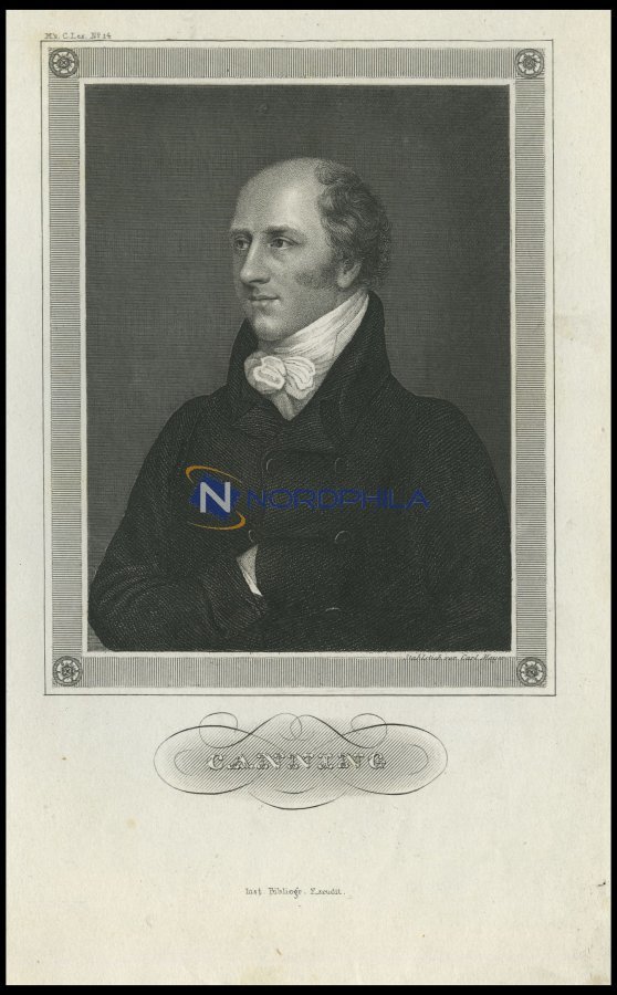 George Canning, Britischer Politiker, Stahlstich Von B.I. Um 1840 - Lithographies