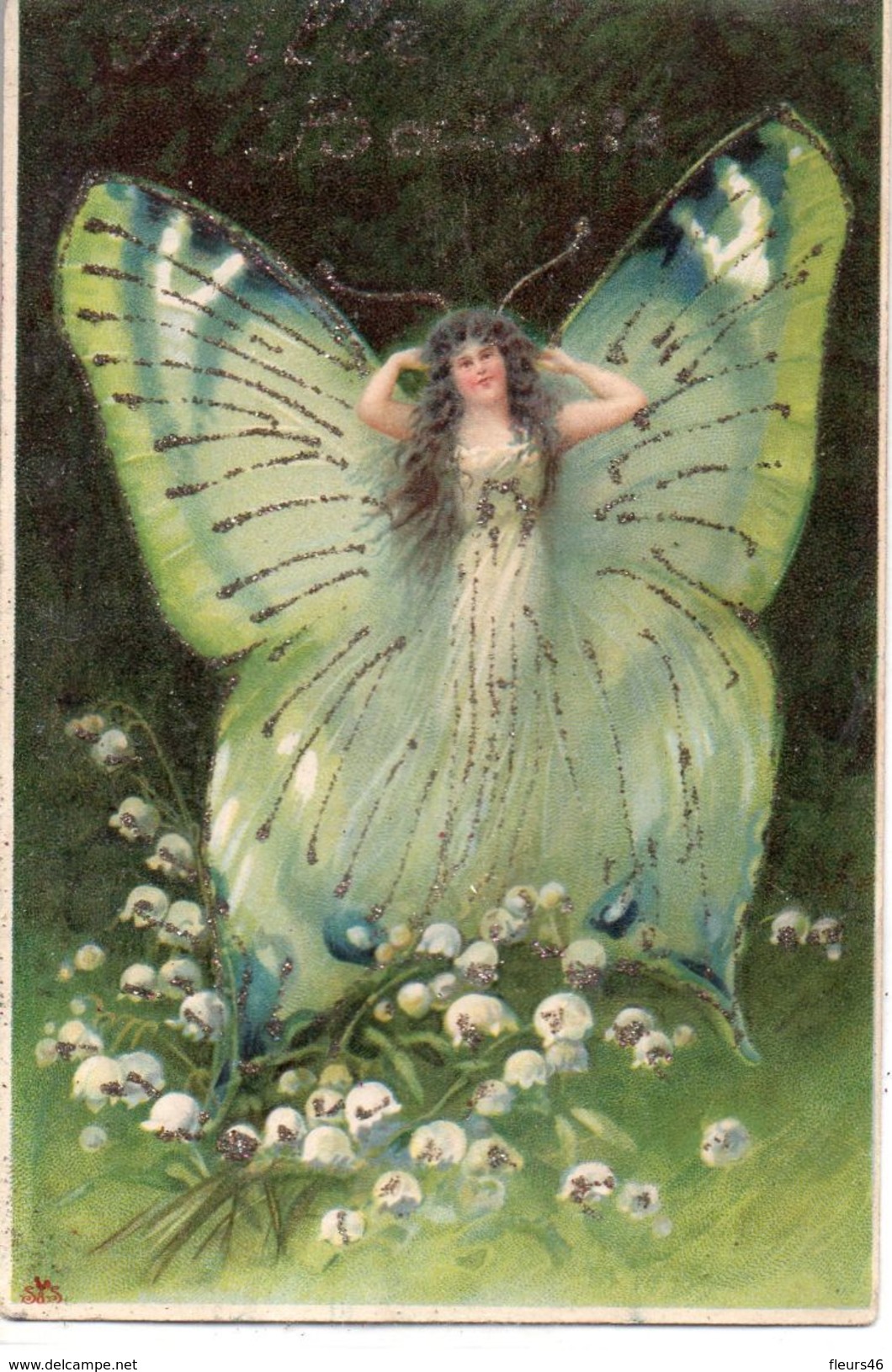 Illustrée Pailletée . Femme-papillon Dans Le Muguet - Femmes