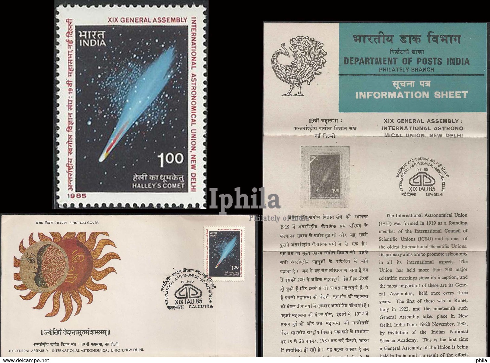 Halleys Comet FDC & Folder IAU Astronomical Union 1985 Astronomy Astronomie Der Weltraum Sonne Soleil Halley's Space - Astronomy