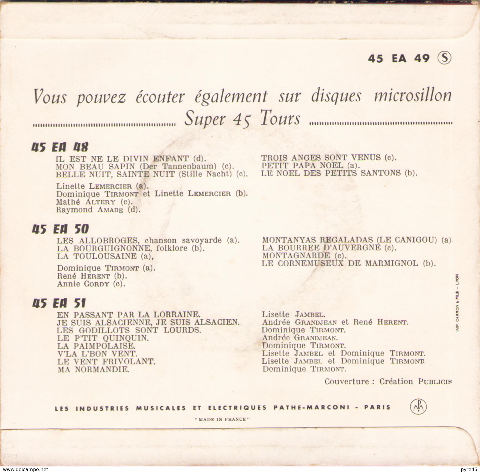 45 TOURS RAYMOND AMADE & MATHE ALTERY PATHE 45 EA 49 MARCHE DES ROIS / DANS CETTE ETABLE / MINUIT CHRETIEN + 3 - Christmas Carols