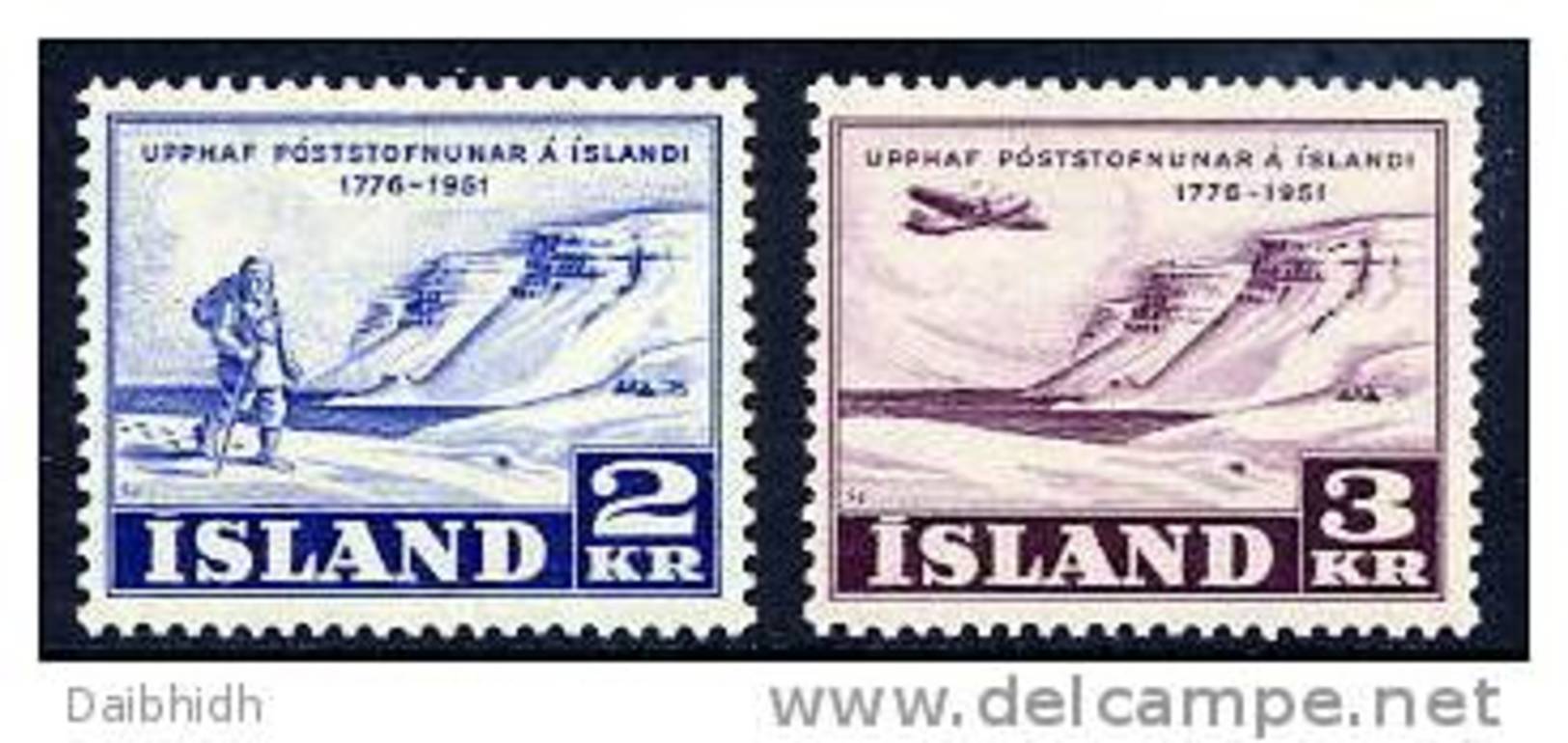 ICELAND 1951 Postal Service Anniversary Set MNH (**) - Neufs