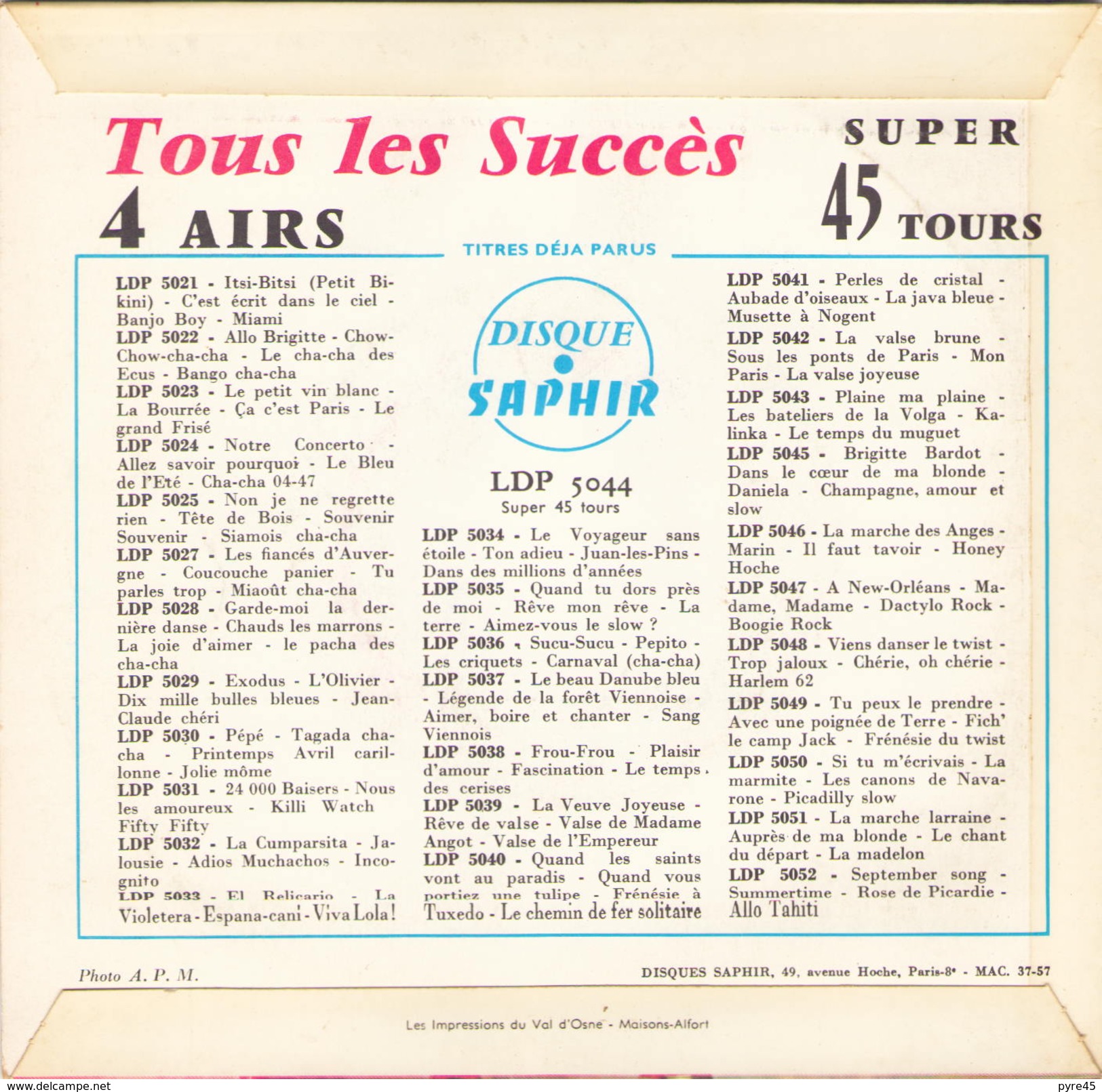 45 TOURS YOSKA GABOR MUSIQUE TZIGANE SAPHIR LDP 5044 L ALOUETTE / LES YEUX NOIRS / LES DEUX GUITARES / + 1 - Musiques Du Monde