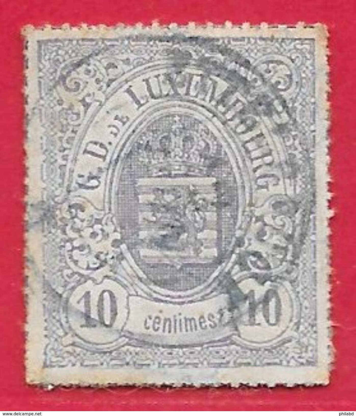 Luxembourg N°17 10c Violet-gris 1865-73 O - 1859-1880 Coat Of Arms