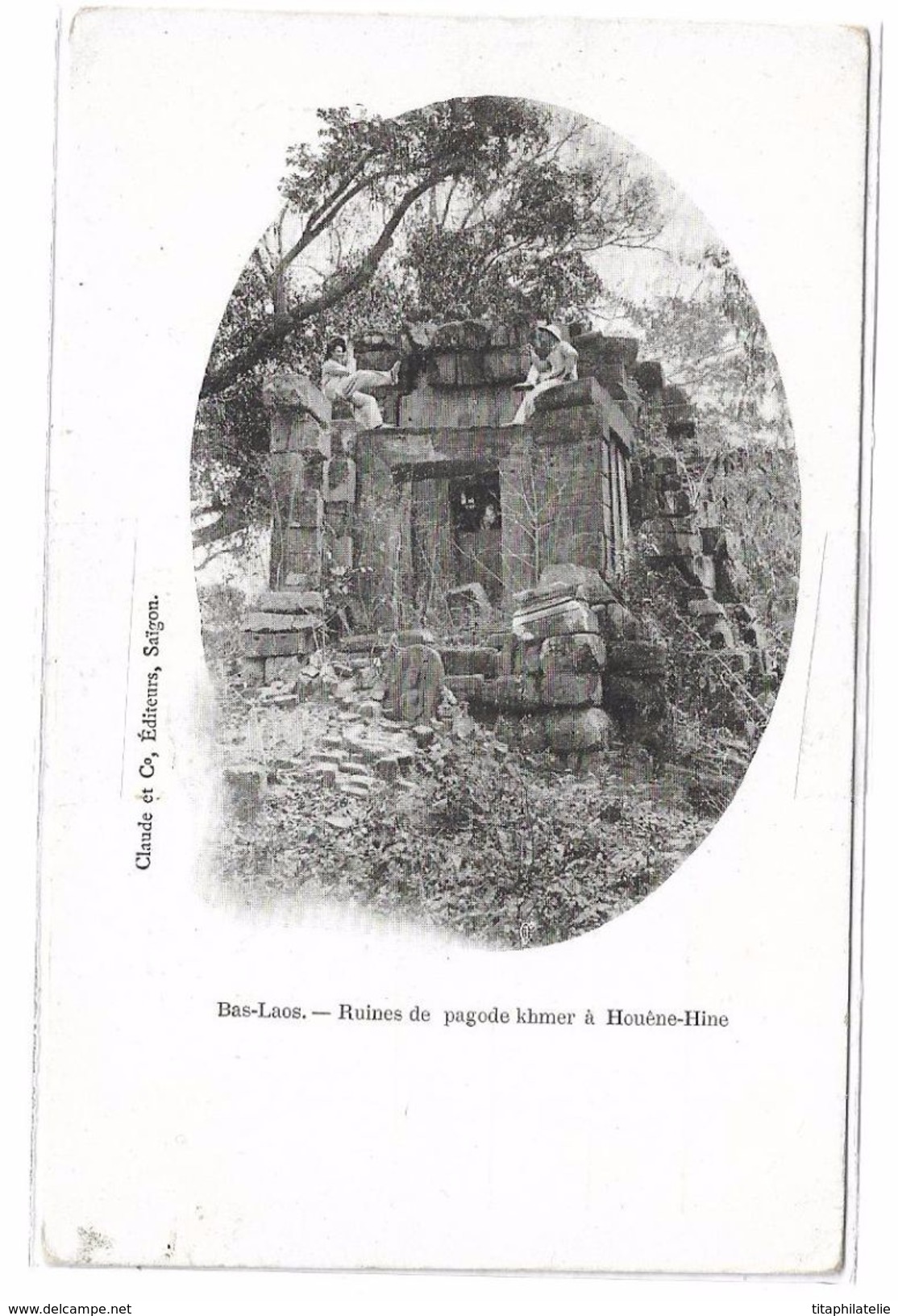 CPA Indochine Cochinchine Bas Laos Ruines De Pagode Khmer à Houêne Hine Animée Non Voyagée - Laos