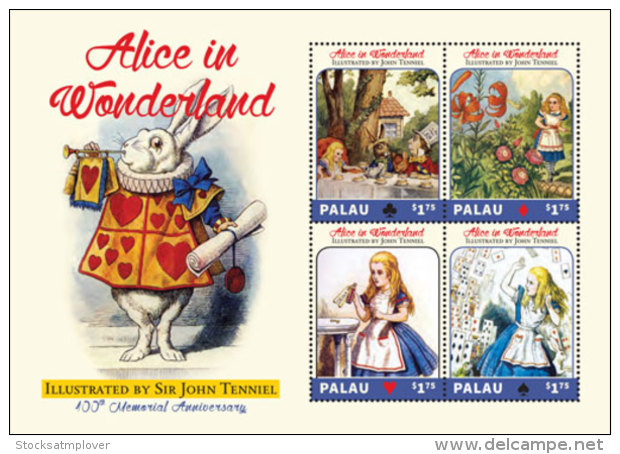 Palau 2017-annimation Alice In Wonderland,JOHN TENNIEL 100TH Anniversary -I70139 - Autres & Non Classés