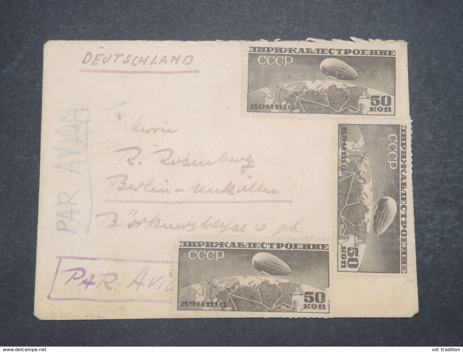 RUSSIE - Enveloppe Par Avion Pour Berlin En 1936 , Affranchissement Zeppelin - L 9713 - Covers & Documents