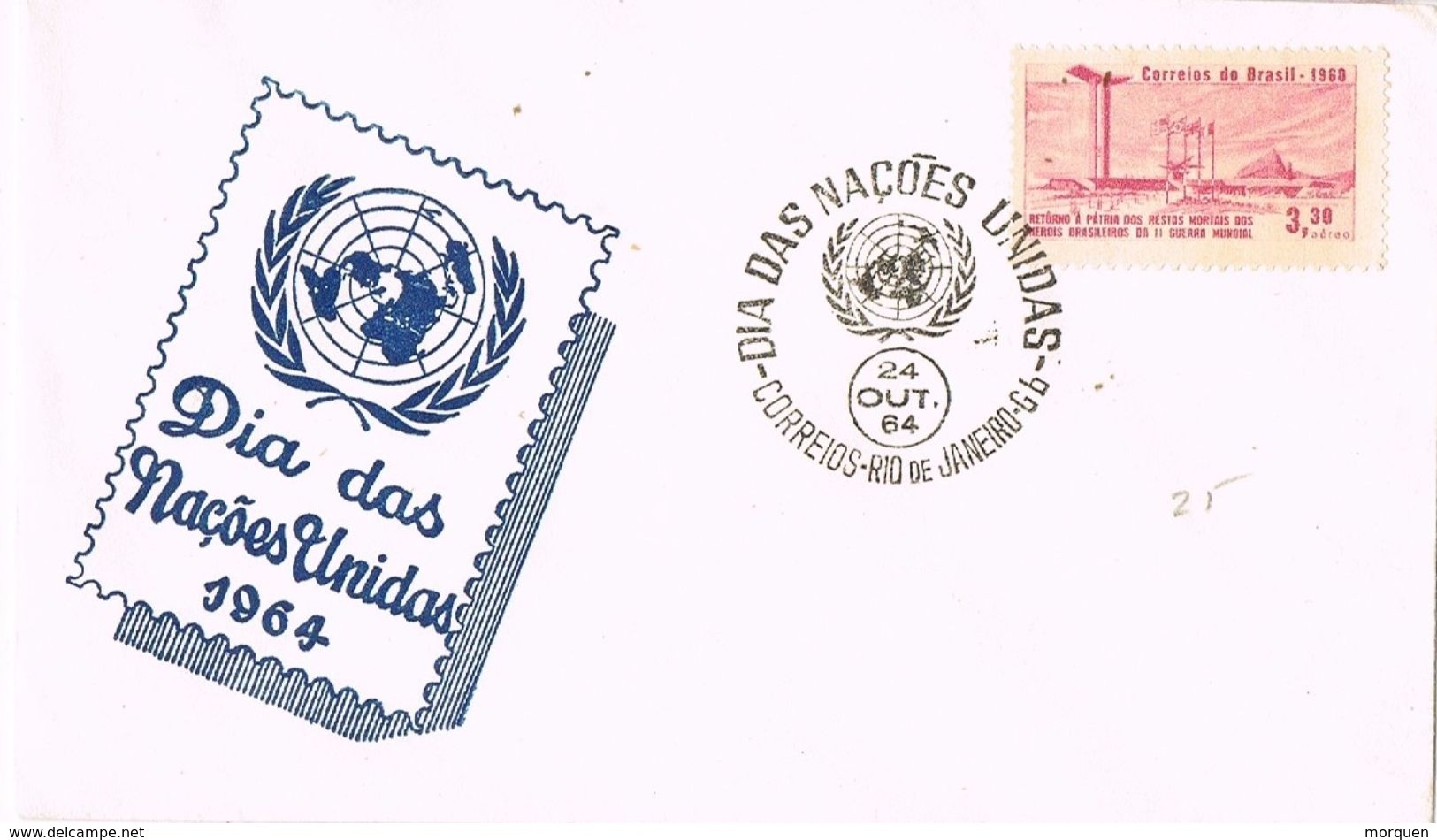 25342. Carta F.D.C. RIO De JANEIRO (Brasil) 1964. ONU. Naciones Unidas - Cartas & Documentos