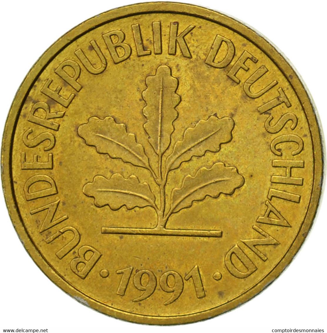 Monnaie, République Fédérale Allemande, 5 Pfennig, 1991, Munich, TTB+, Brass - 5 Pfennig