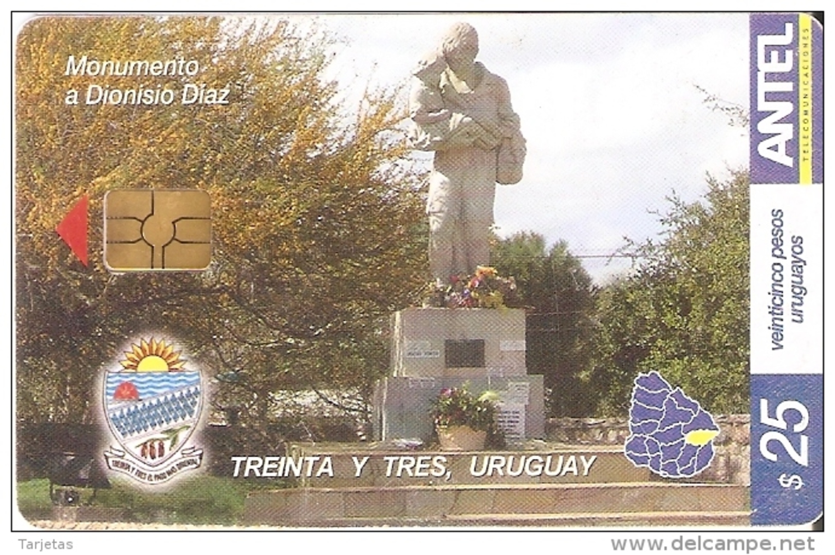 Nº 376 TARJETA DE URUGUAY DE MONUMENTO A DIONISIO DIAZ - Uruguay
