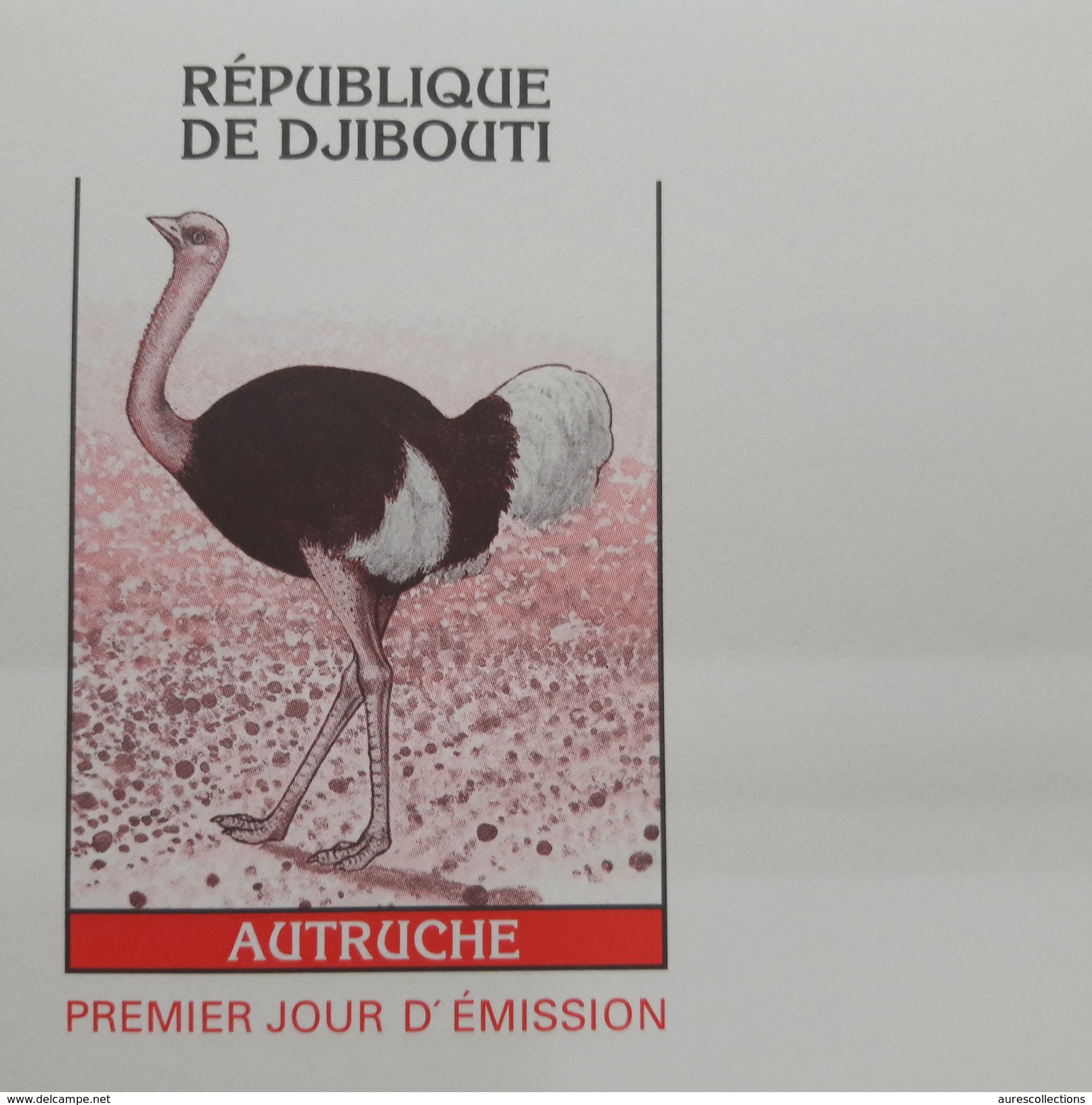 DJIBOUTI EMPTY FDC COVER VIERGE ENVELOPPE 1996 Michel Mi 621 Autruche BIRDS OISEAUX - ULTRA RARE - Avestruces