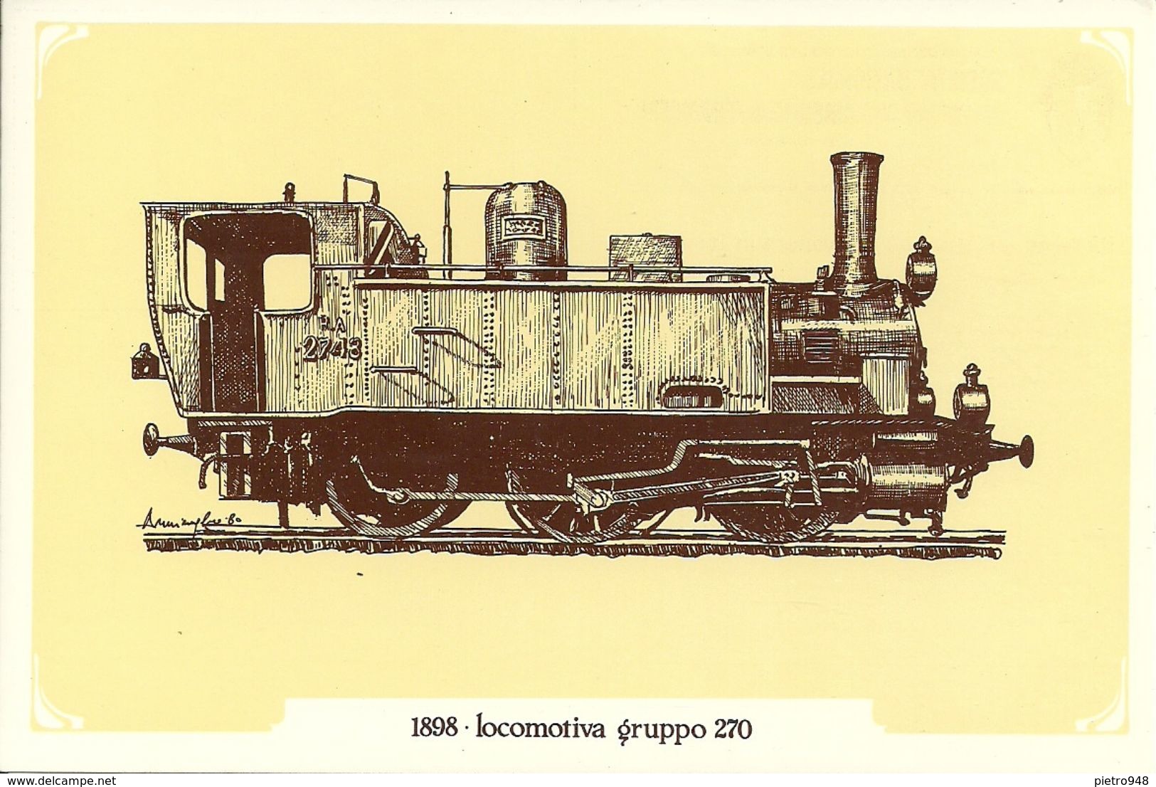 Locomotiva A Vapore Gruppo 270, Anno 1898 - Società Nazionale Di Mutuo Soccorso Fra Ferrovieri - Trains