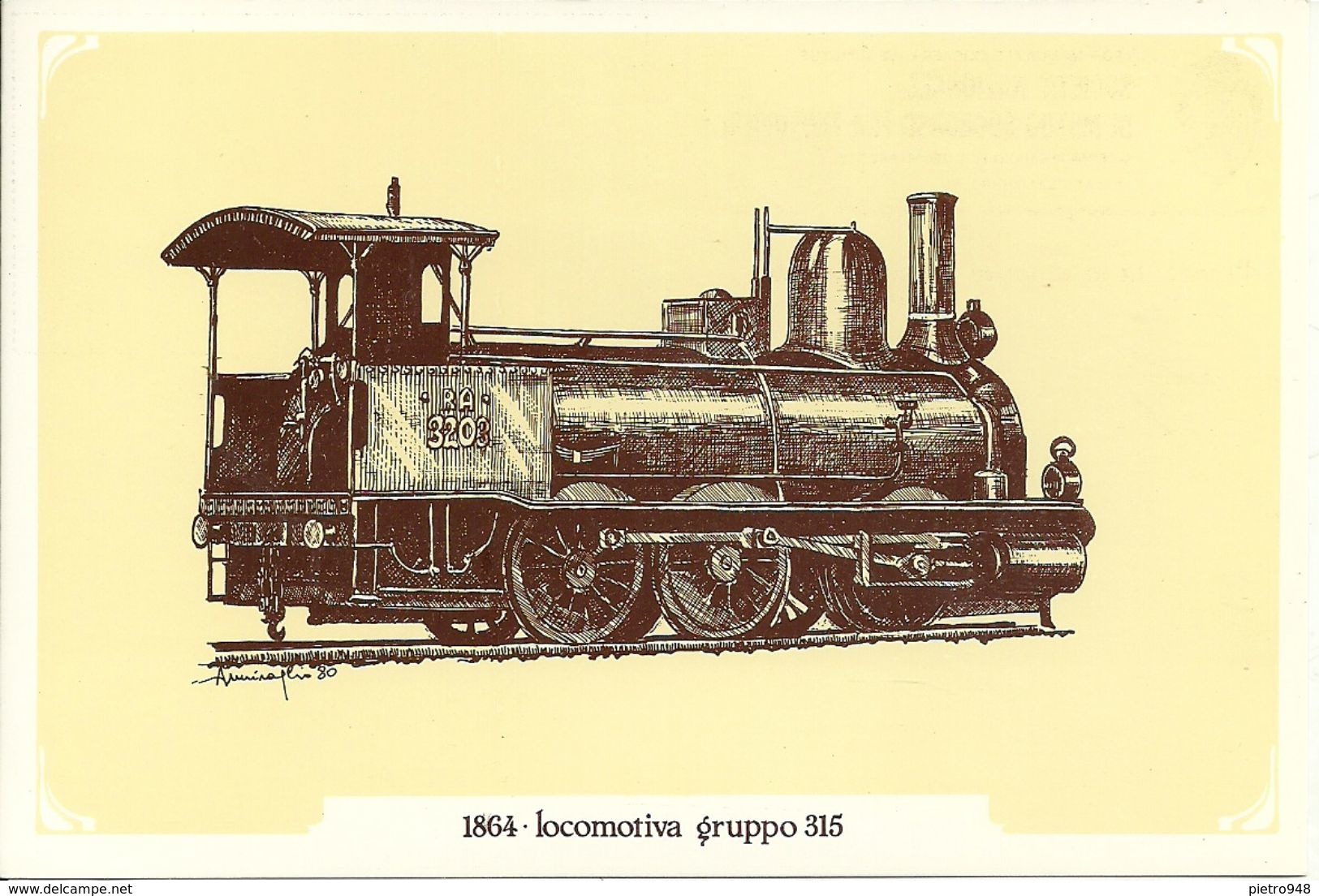 Locomotiva A Vapore Gruppo 315, Anno 1864 - Società Nazionale Di Mutuo Soccorso Fra Ferrovieri - Treni