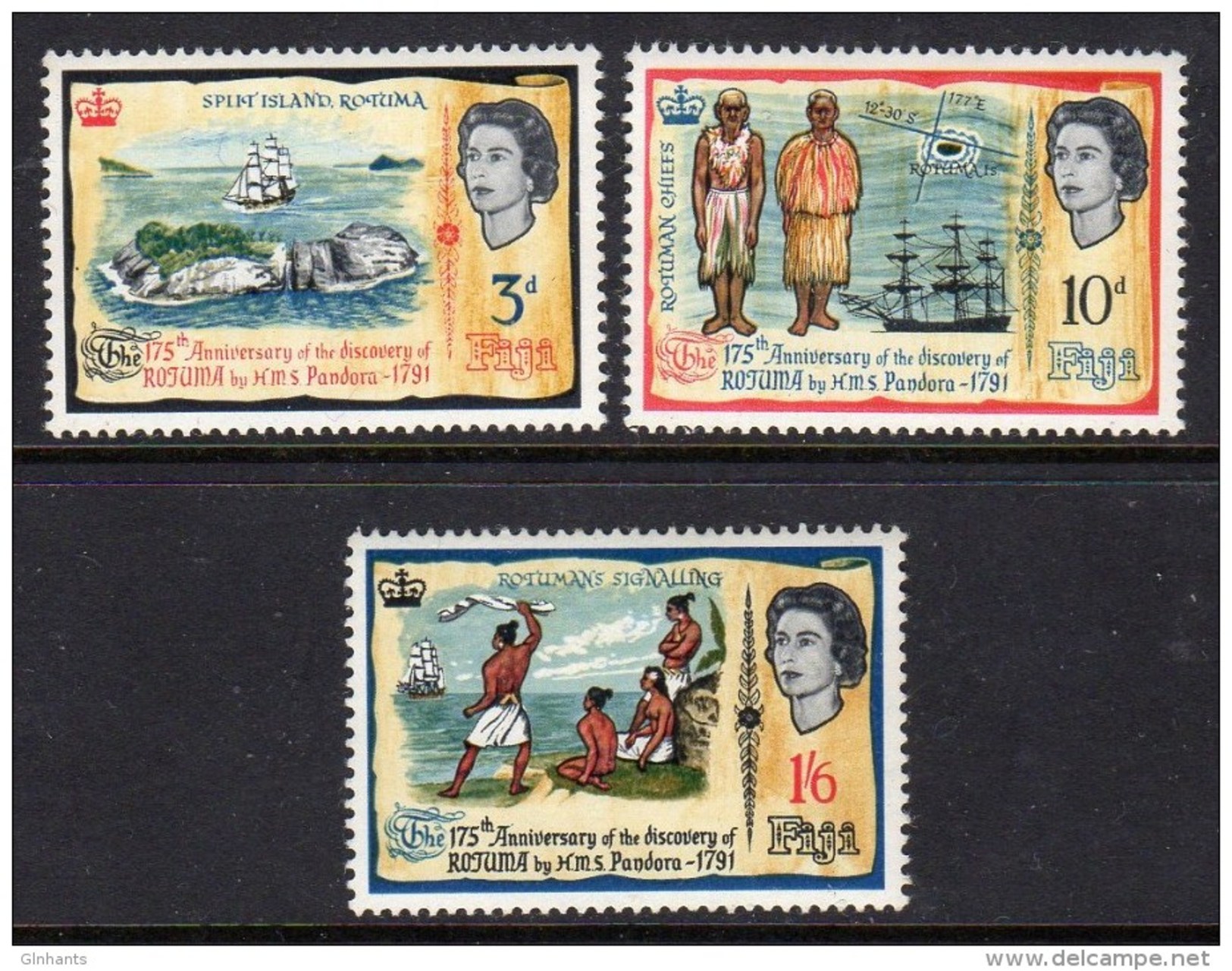 FIJI - 1966 DISCOVERY ANNIVERSARY SET (3V) FINE MNH ** SG 351-353 - Fiji (...-1970)