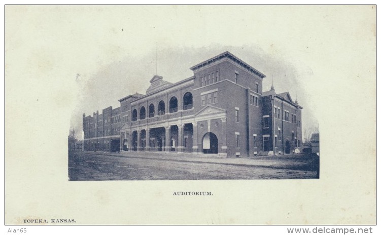 Topeka Kansas, Auditorium Architecture C1900s Vintage Postcard - Topeka