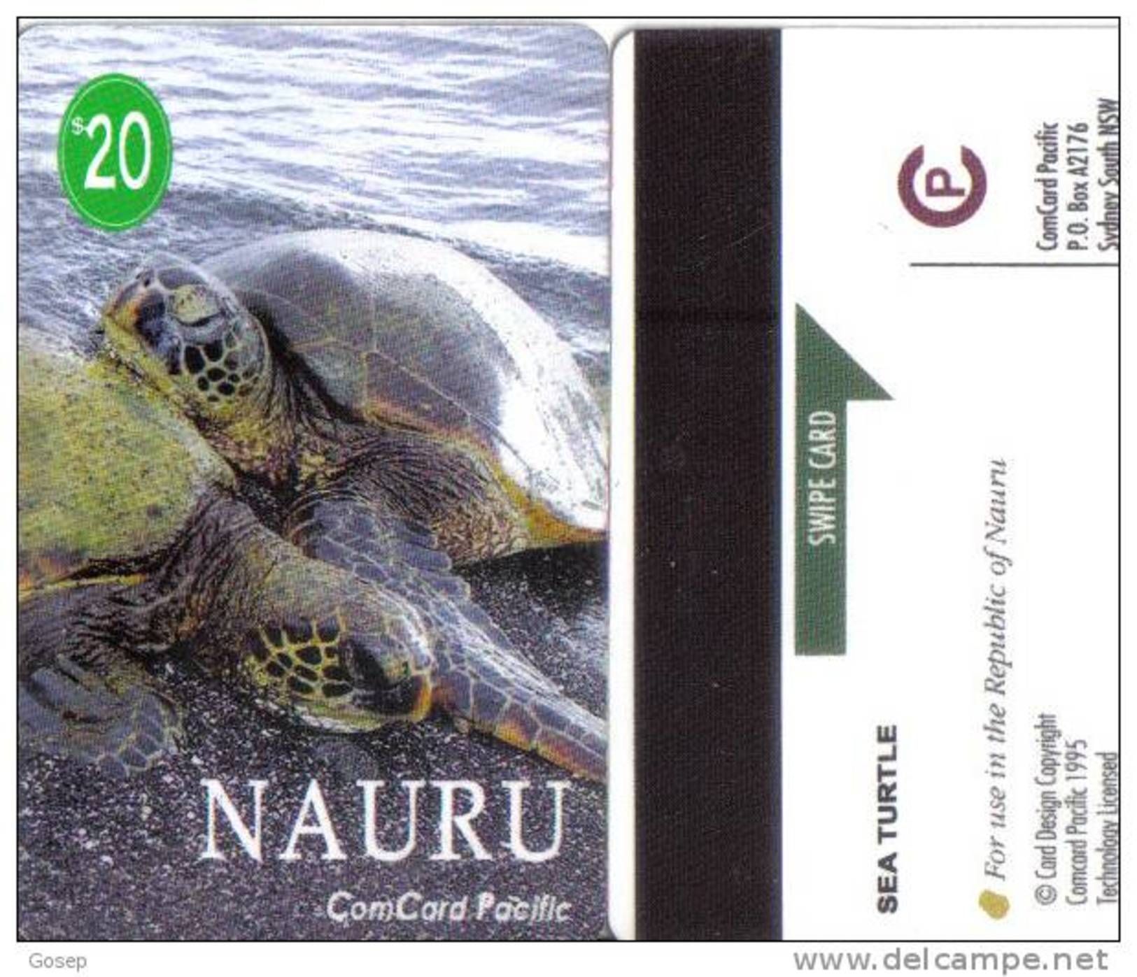 Nauru-turtle Number-(1)-$20-(ct919)-used Card=2 Card Prepiad Free - Nauru