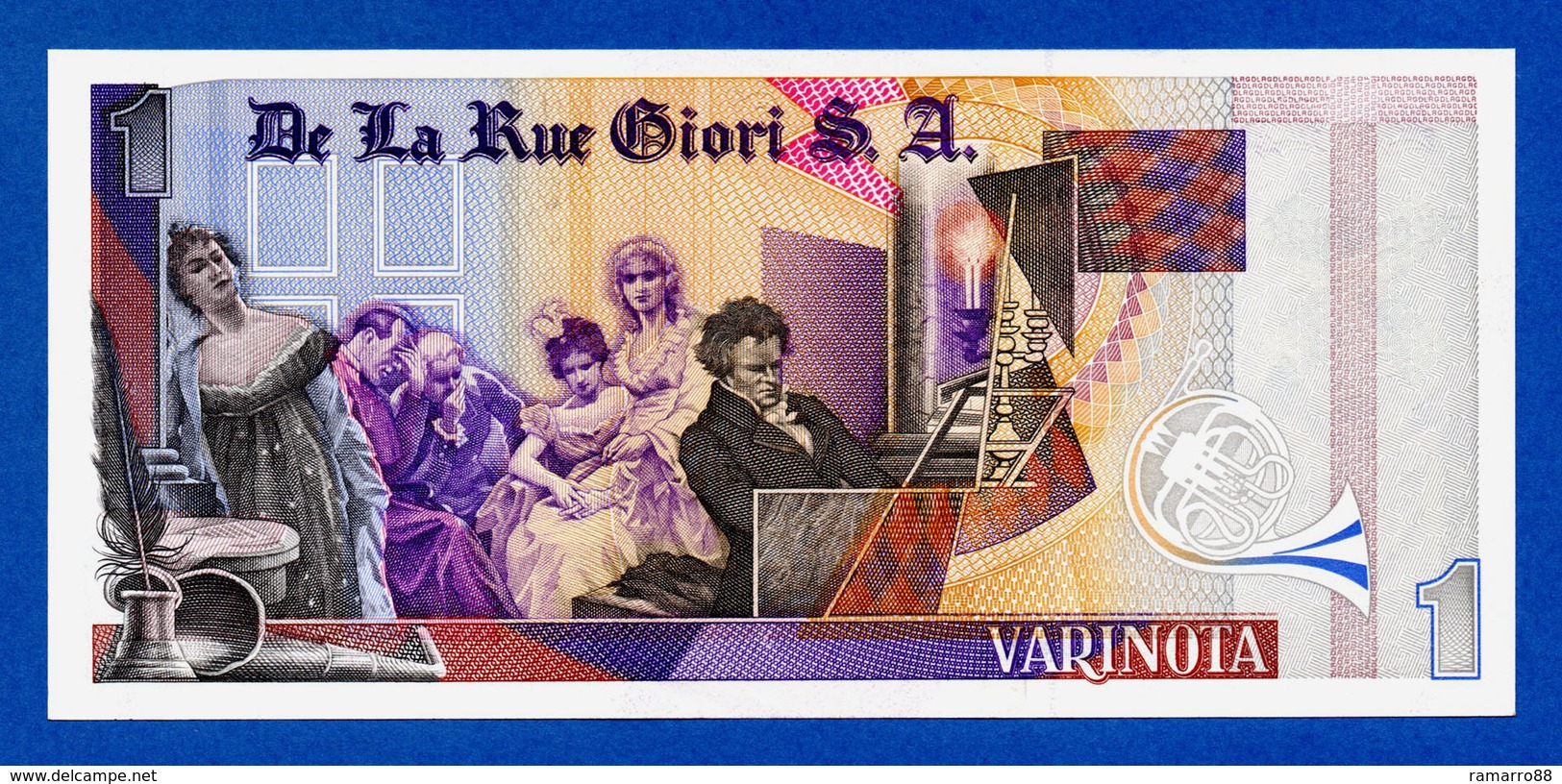 De La Rue Giori S.A. Varinota Beethoven - Black Serial Number - Specimen Test Note Unc - Fiktive & Specimen