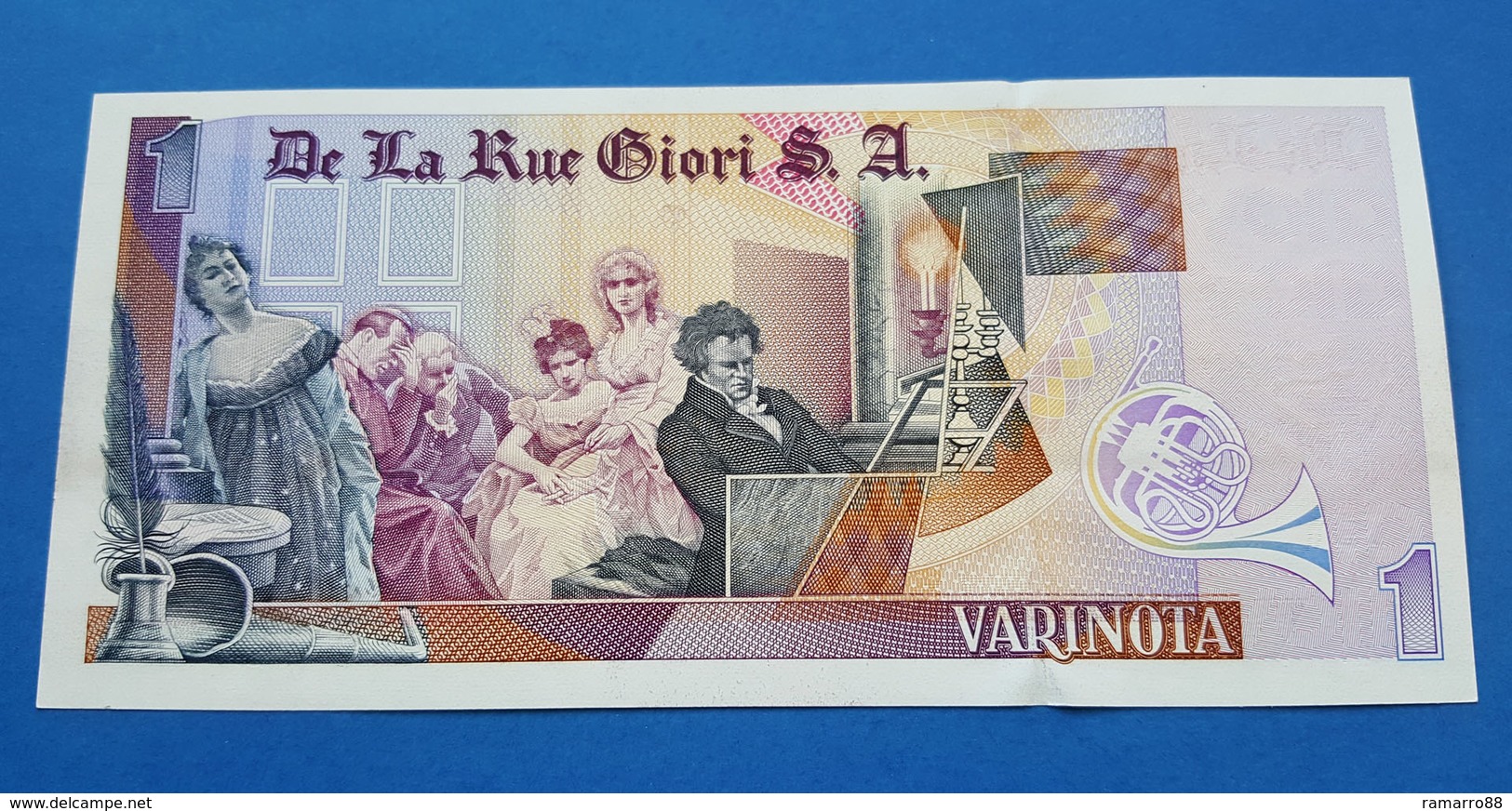 De La Rue Giori S.A. Varinota Beethoven - Louisenthal Bronze Type - Specimen Test Note Unc-