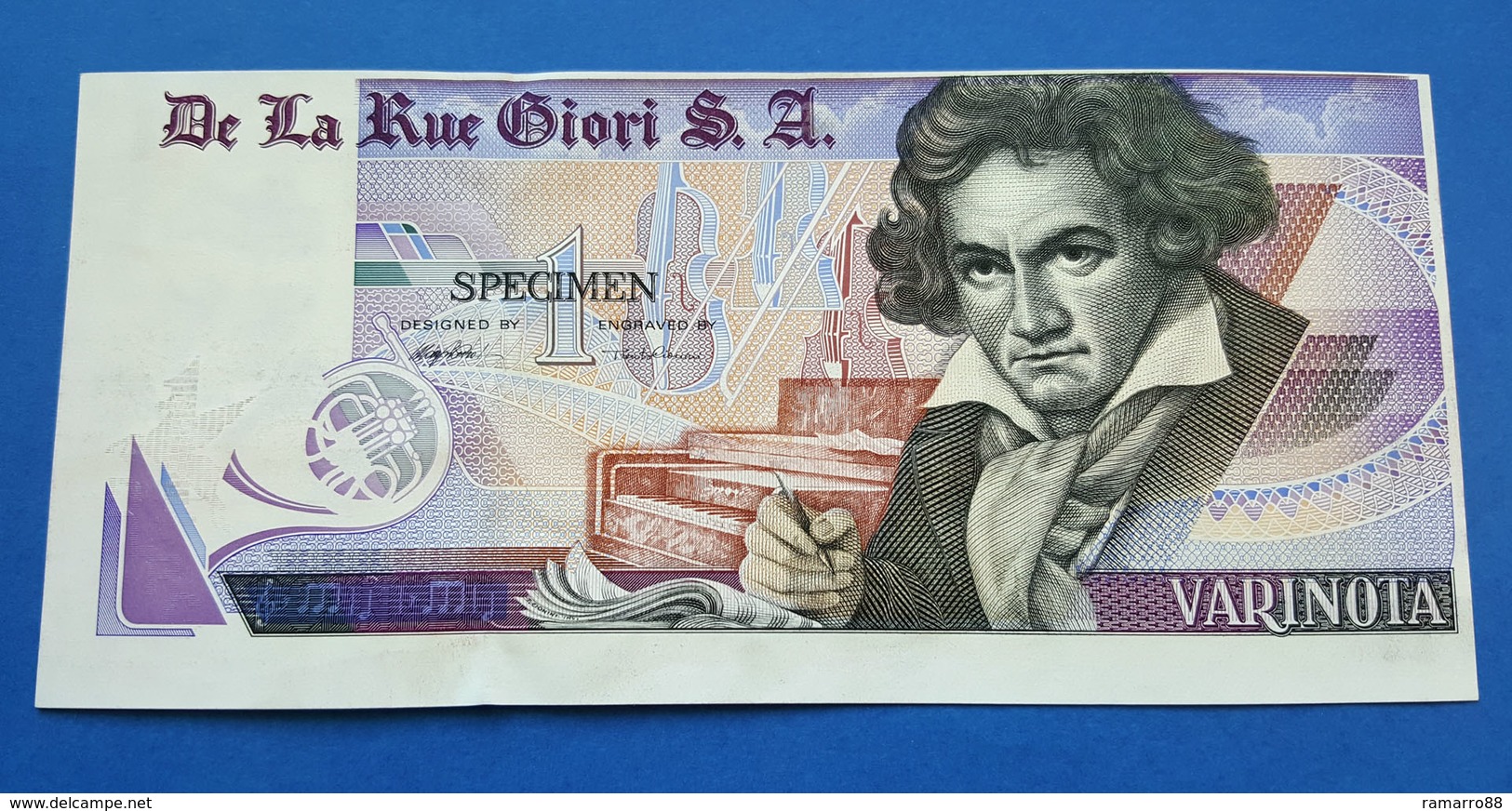 De La Rue Giori S.A. Varinota Beethoven - Louisenthal Purple Type - Specimen Test Note Au~Unc - Fictifs & Spécimens