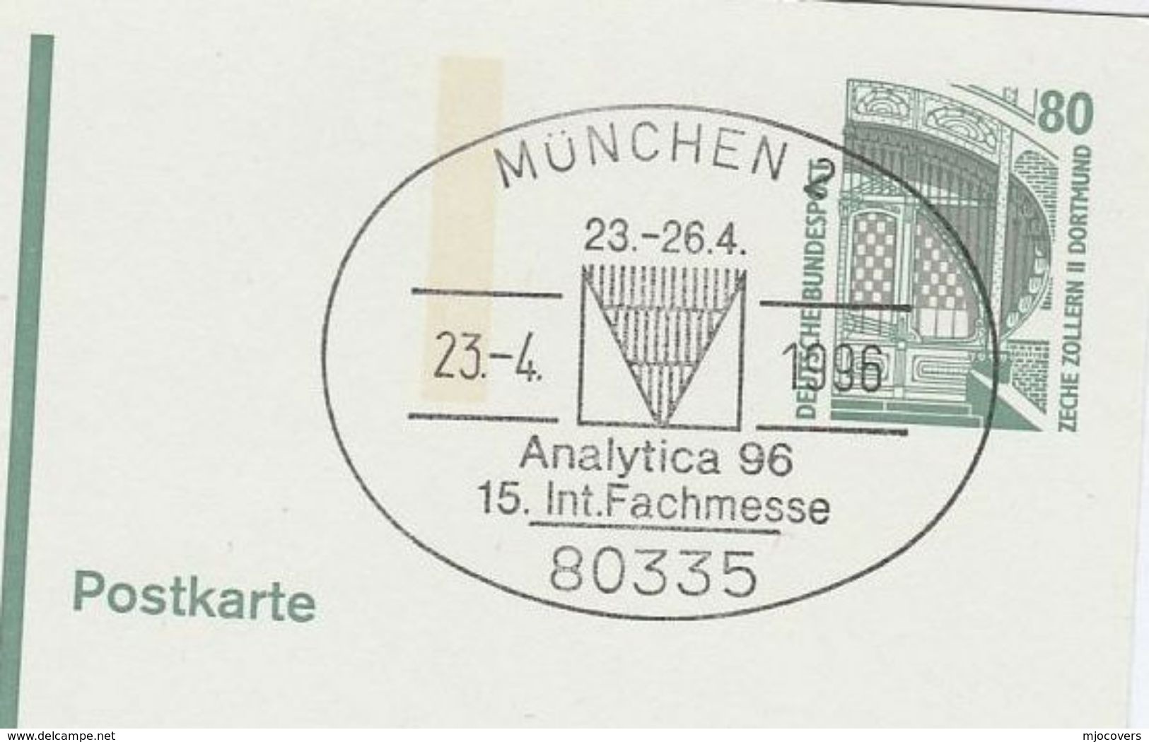 1996 Munchen ANALYTICA TRADE SHOW  Postal STATIONERY Card GERMANY Cover Stamps Laboratory Science Science - Chemistry