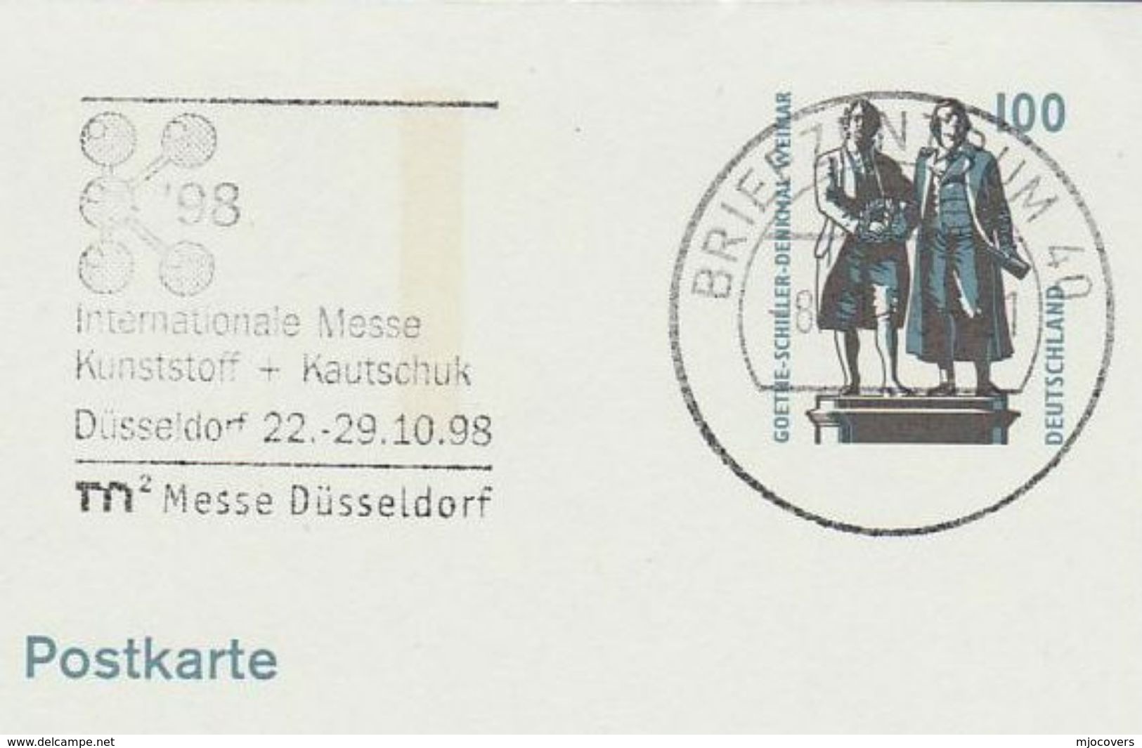 1998 Dusseldorf  PLASTIC & RUBBER FAIR Cover SLOGAN  Postal Stationery Card Germany  Stamps - Other & Unclassified