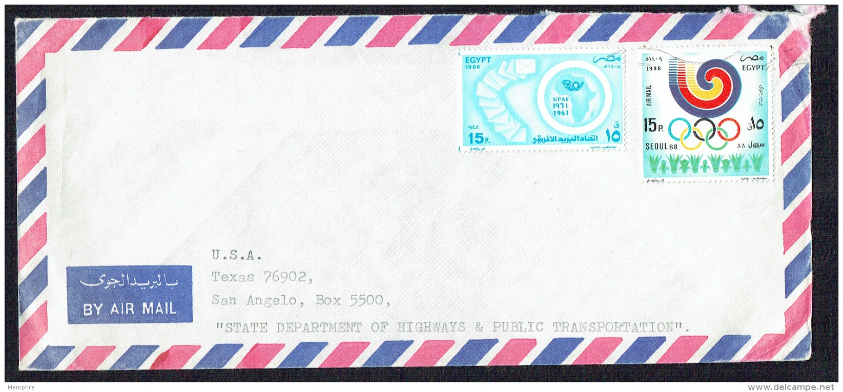 Air Letter To USA  African Postal Union, Seoul Olympic Games - Lettres & Documents