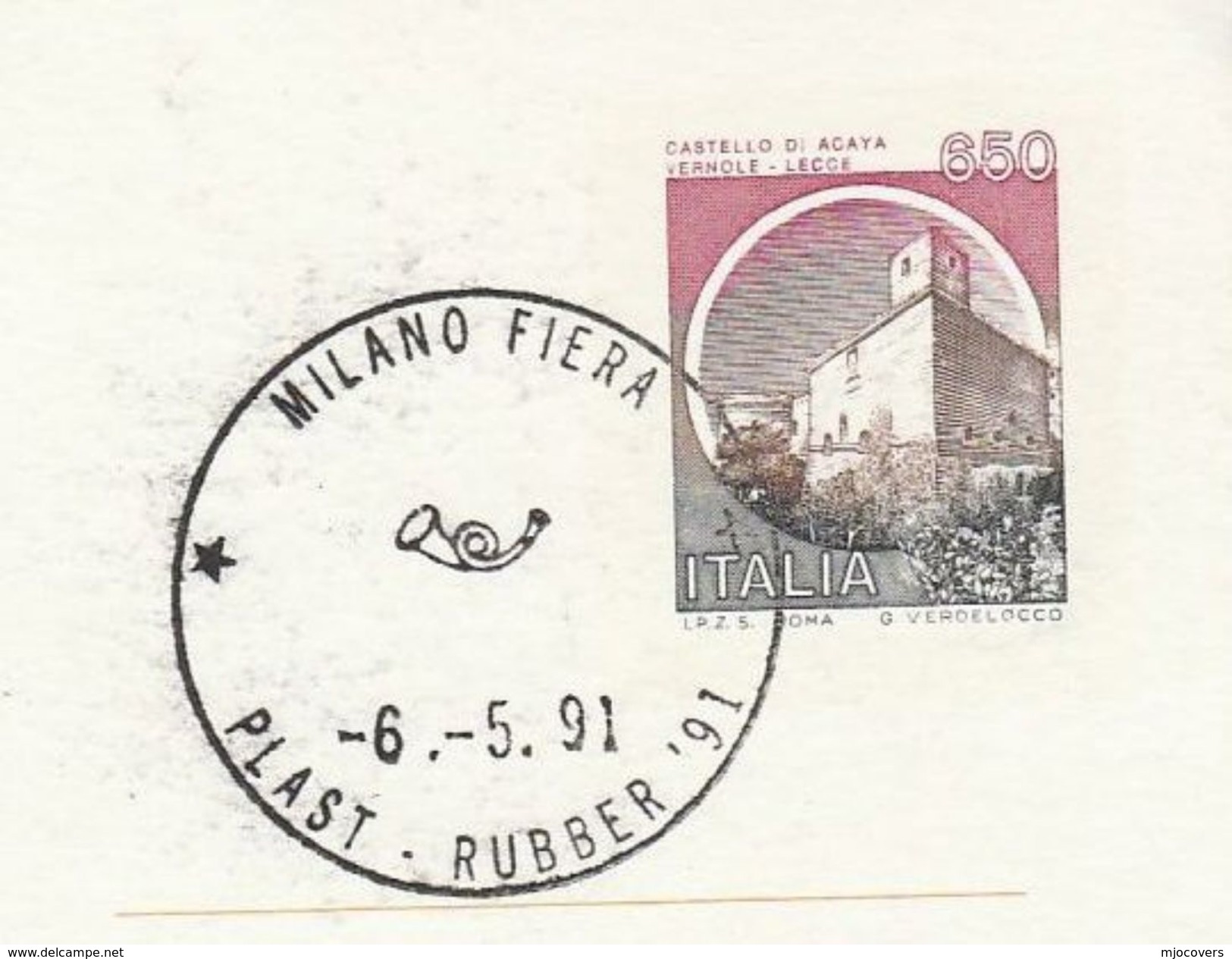 1992  ITALY COVER EVENT Pmk PLASTIC & RUBBER FAIR Milan Postal Stationery Card Stamps Castle - Other & Unclassified