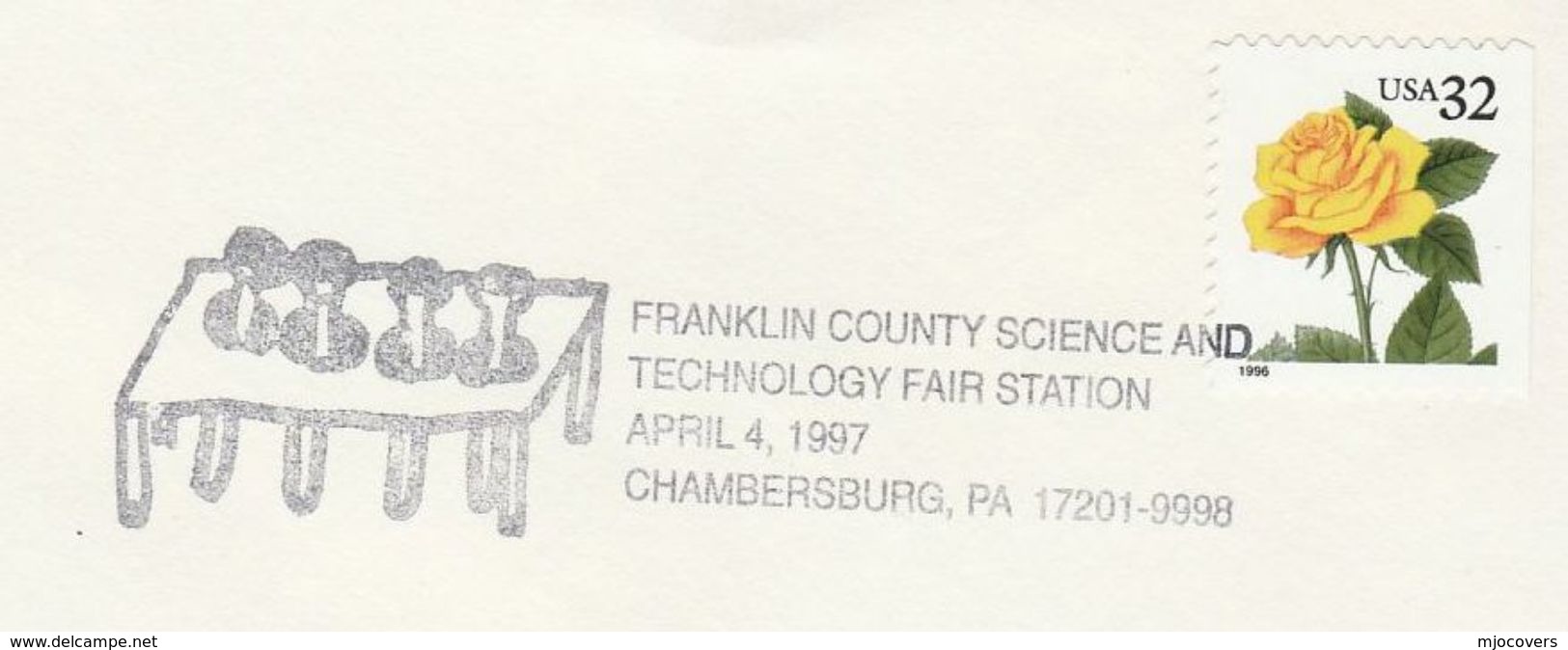 1997 USA COVER EVENT Pmk Illus TEST TUBES, FRANKLIN COUNTY SCIENCE FAIR Stamps Flower Roses Rose - Other & Unclassified