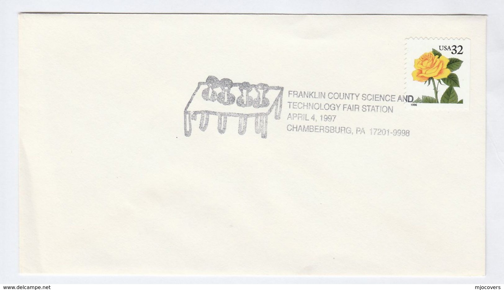 1997 USA COVER EVENT Pmk Illus TEST TUBES, FRANKLIN COUNTY SCIENCE FAIR Stamps Flower Roses Rose - Other & Unclassified