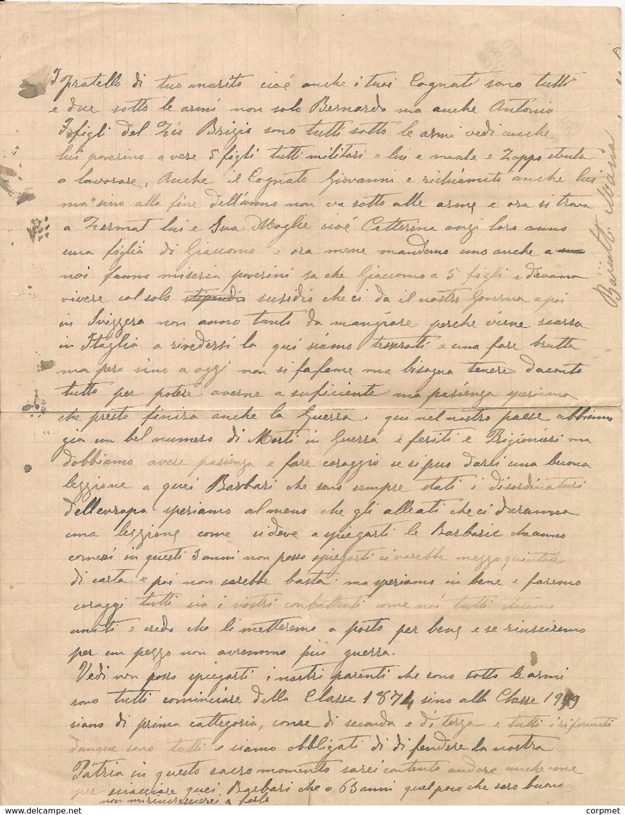 ITALIA RARA 1917 LETTERA DI 4 FOGLI CENSURATI A GENOVA Per Essere Inviati All'estero Scritti Per 2 Membri Della Famiglia - Documentos Históricos