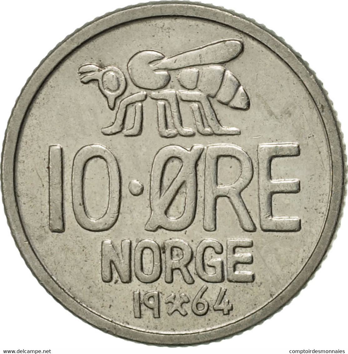 Monnaie, Norvège, Olav V, 10 Öre, 1964, TTB+, Copper-nickel, KM:411 - Norvège