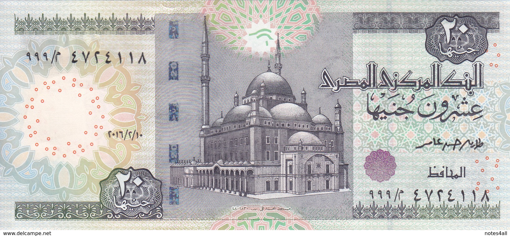 EGYPT 20 EGP 2016  P-65 NEW SIG/ T.AMER #23 PREFIX 999 UNC */* - Egypt