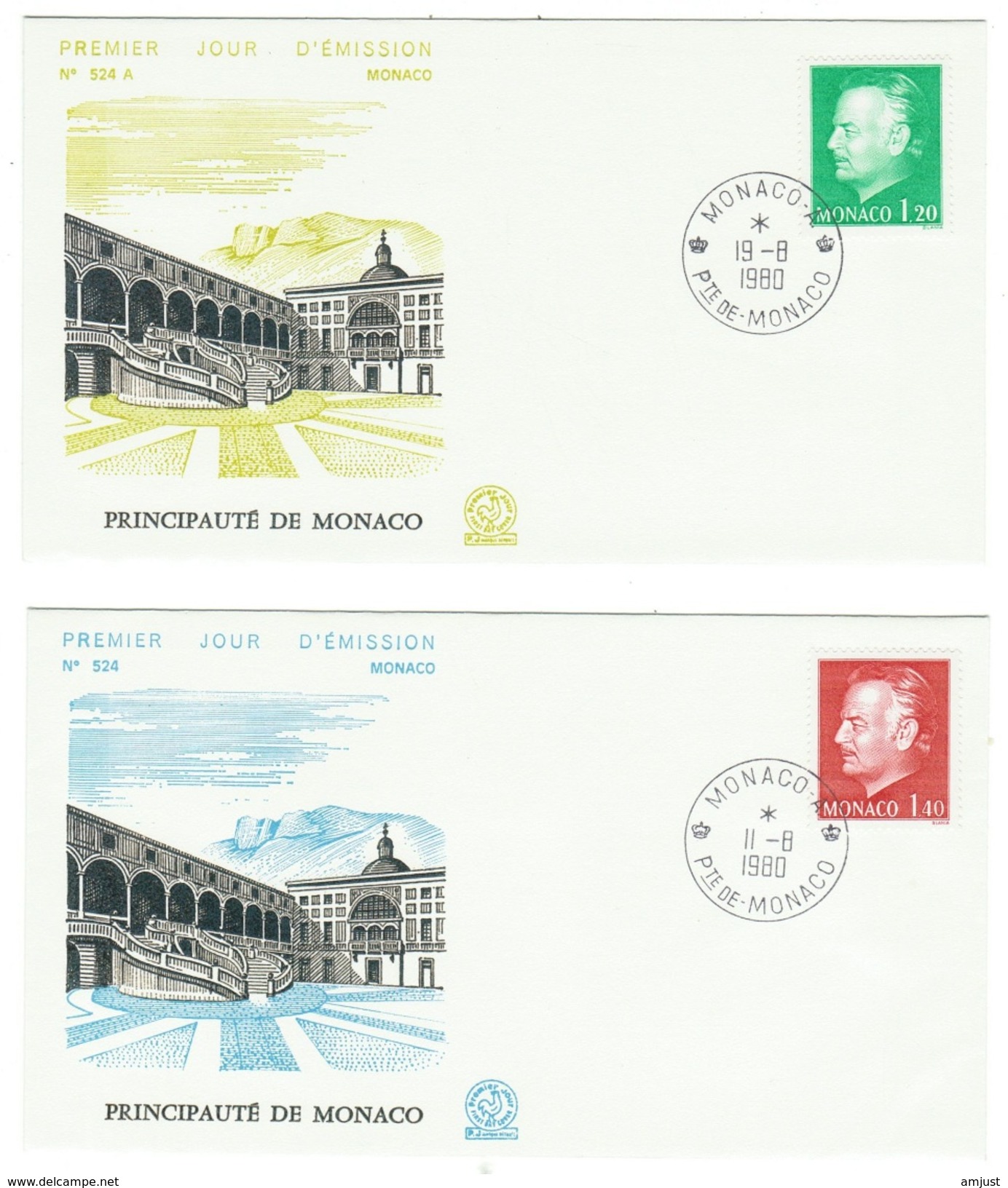 Monaco // FDC // 1980 // Effigie Du Prince (2 Lettres) - FDC