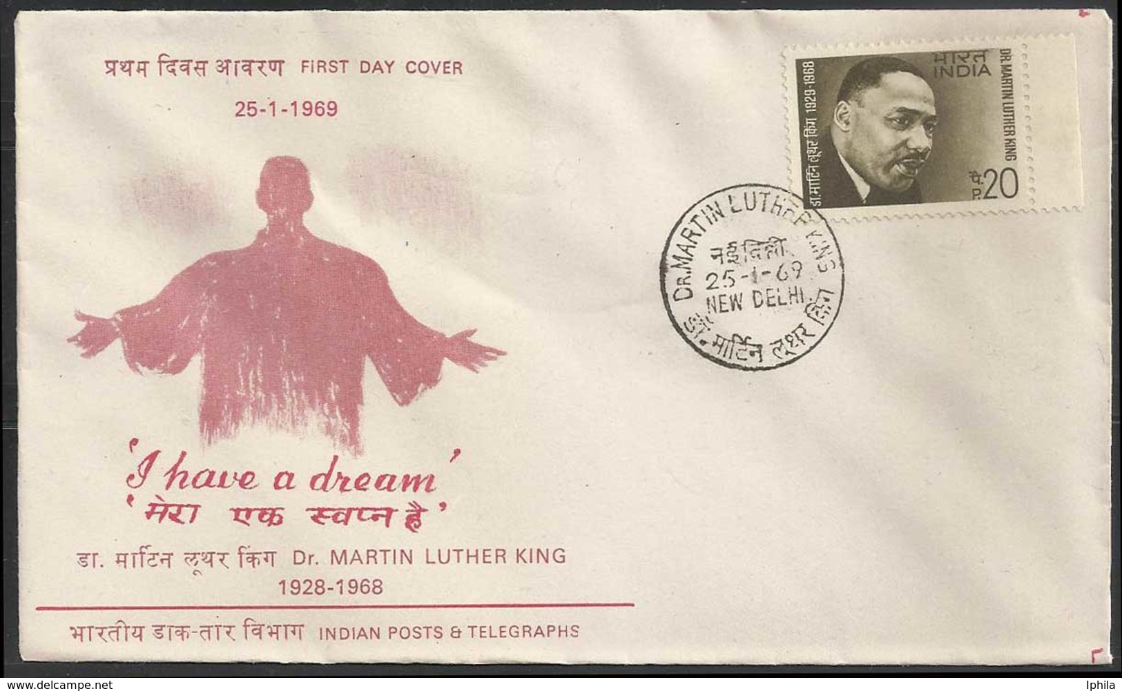Martin Luther King Indian FDC 1969 Nobel Peace Laureates Great Man   USA US United States America American Ebony - Martin Luther King