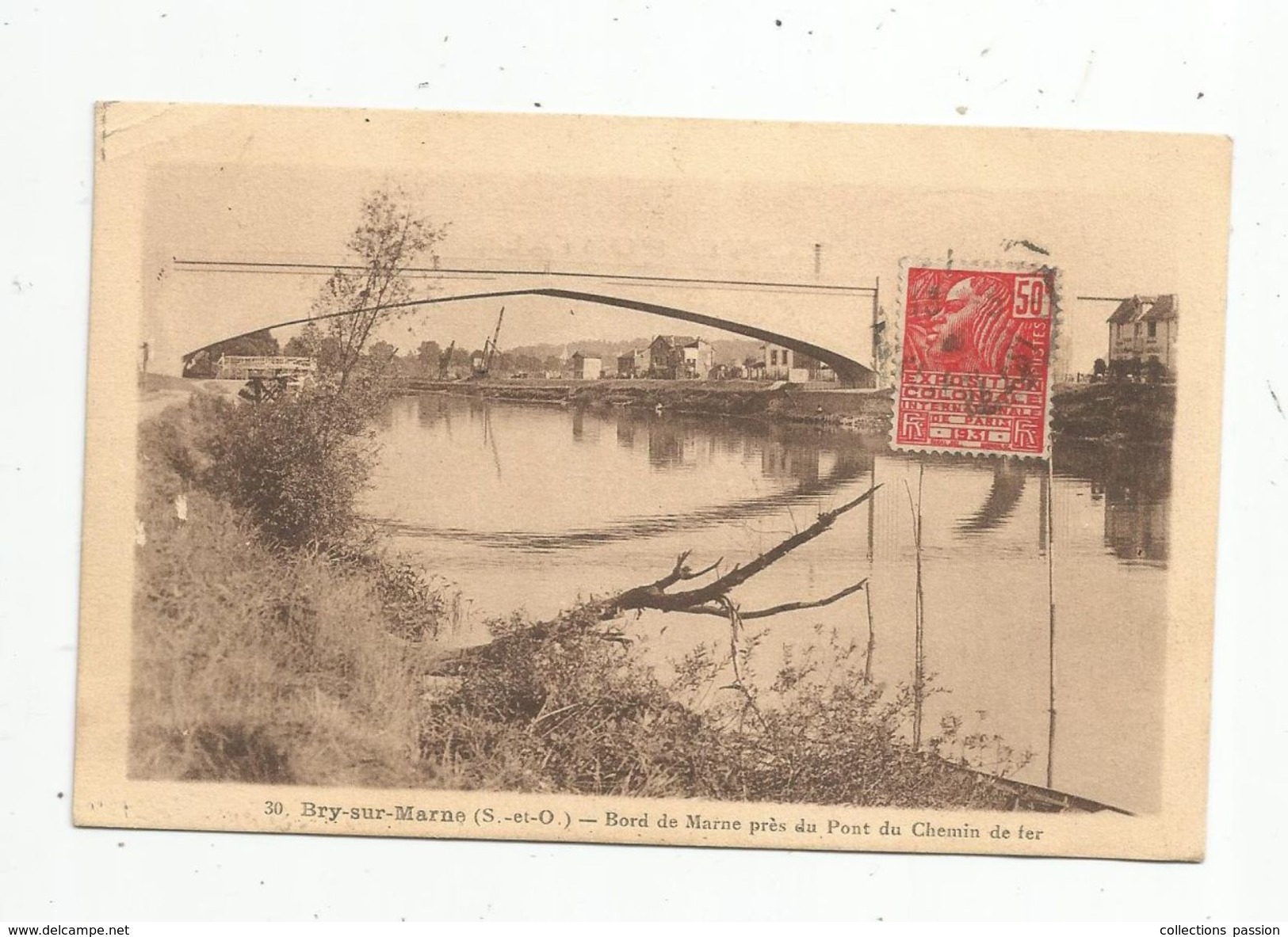 Cp , 94 , BRY SUR MARNE , Bord DeMarne Prés Du Pont Du Chemin De Fer , Voir Timbre, Voyagée 1931 - Autres & Non Classés