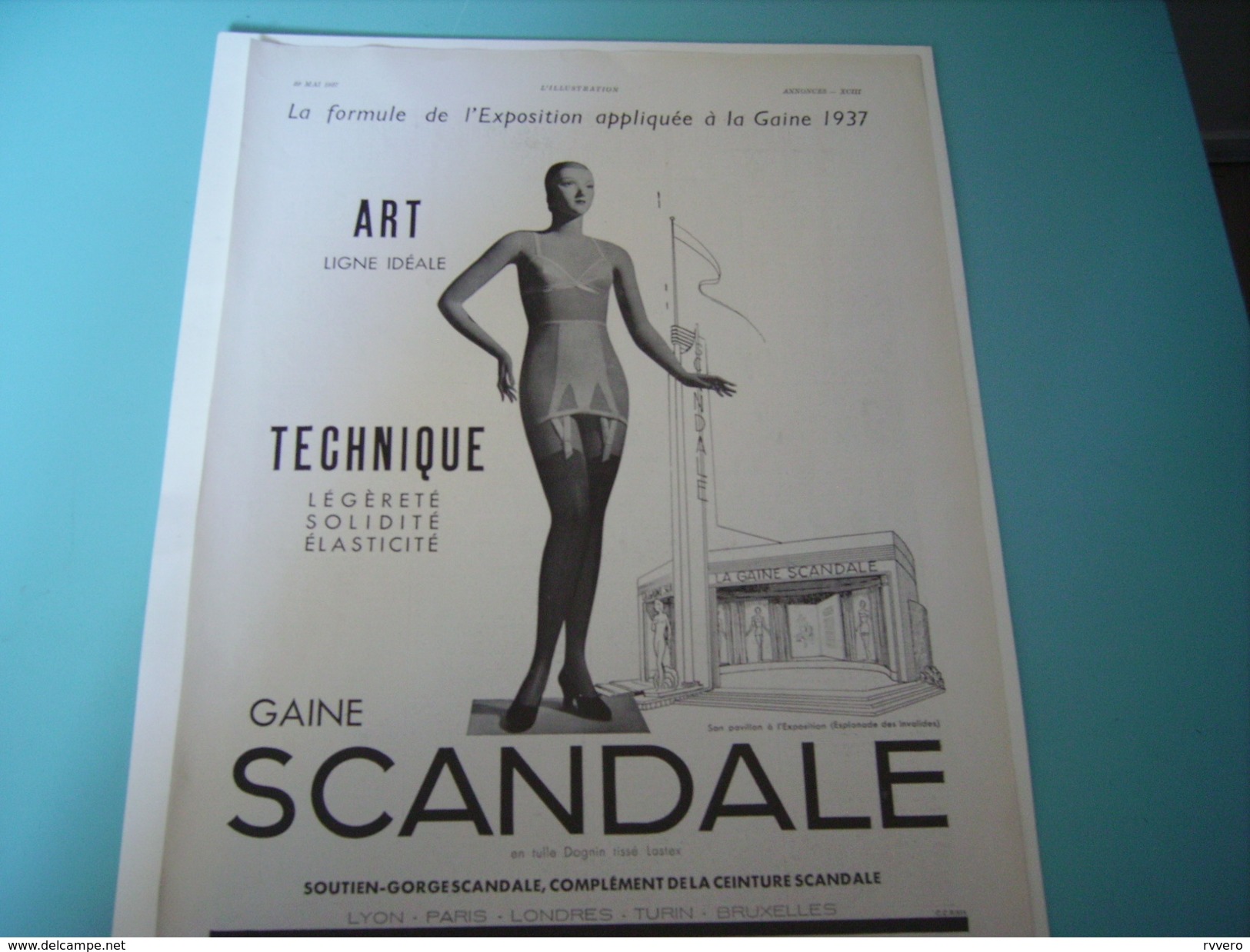 ANCIENNE PUBLICITE ART TECHNIQUE GAINE SCANDALE  1937 - Autres & Non Classés