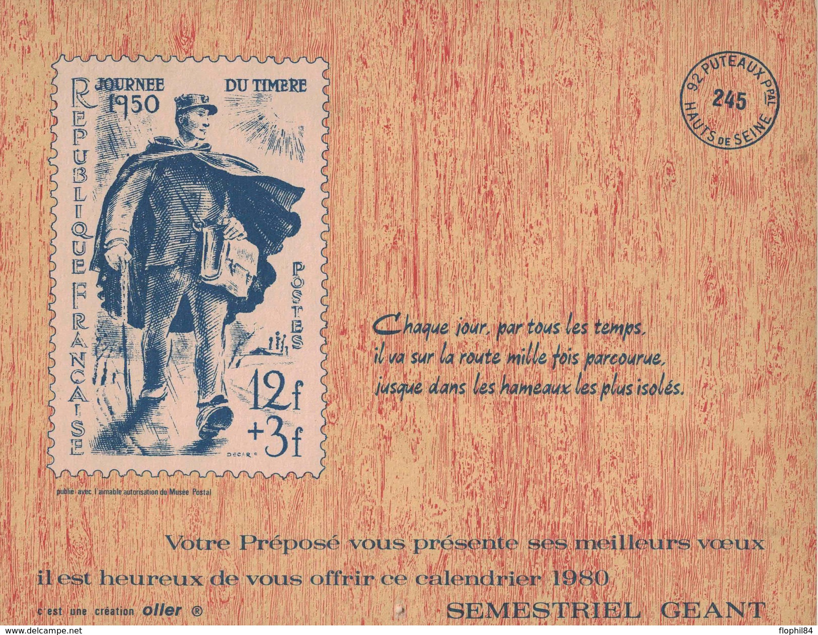 ALMANACH DES POSTES - 1980 - ILLUSTRATI&#x200B;ON JOURNEE DU TIMBRE 1950 - VAUCLUSE. - Grand Format : 1971-80