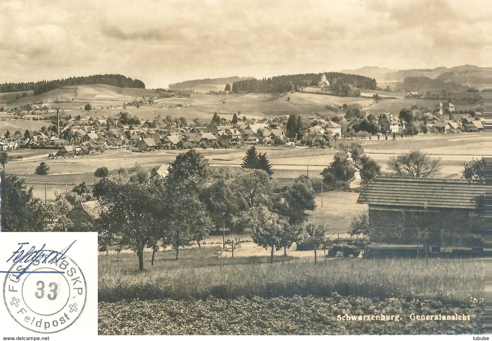 Schwarzenburg - Dorfansicht Gegen Kirche Wahlern  (Feldpost)        1955 - Schwarzenburg